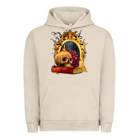 Pigment French Oak Halloween Skull Candles and Roses Urban Hoodie - texasbilliewilder
