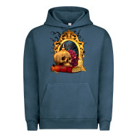 Pigment Midnight Navy Halloween Skull Candles and Roses Urban Hoodie - texasbilliewilder