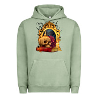Pigment Oil Green Halloween Skull Candles and Roses Urban Hoodie - texasbilliewilder