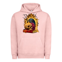 Pigment Salmon Halloween Skull Candles and Roses Urban Hoodie - texasbilliewilder