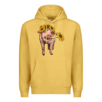Antique Gold pig with sunflowers Premium Hoodie - RanaPortraitStore