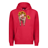 Cardinal pig with sunflowers Premium Hoodie - RanaPortraitStore