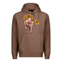 Chestnut pig with sunflowers Premium Hoodie - RanaPortraitStore