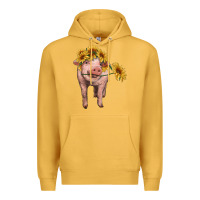 Mustard pig with sunflowers Premium Hoodie - RanaPortraitStore