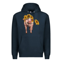 Navy pig with sunflowers Premium Hoodie - RanaPortraitStore