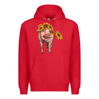 Red pig with sunflowers Premium Hoodie - RanaPortraitStore