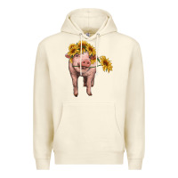 Sandshell pig with sunflowers Premium Hoodie - RanaPortraitStore