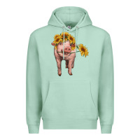 Seafoam pig with sunflowers Premium Hoodie - RanaPortraitStore