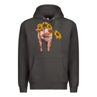 Smoke pig with sunflowers Premium Hoodie - RanaPortraitStore