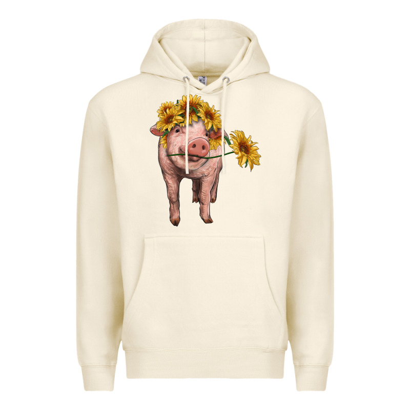 Pig With Sunflowers Premium Hoodie by RanaPortraitStore | Teevron
