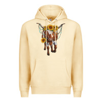 Pina Colada longhorn cow with sunflowers Premium Hoodie - RanaPortraitStore