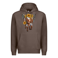 Longhorn Cow With Sunflowers Premium Hoodie | Teevron