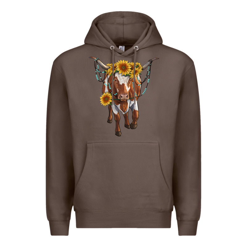 Longhorn Cow With Sunflowers Premium Hoodie by RanaPortraitStore | Teevron
