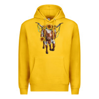 Lemon longhorn cow with sunflowers Premium Hoodie - RanaPortraitStore