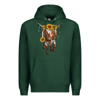 Sports Green longhorn cow with sunflowers Premium Hoodie - RanaPortraitStore