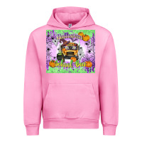Fuchsia Pink Halloween School Bus Urban Hoodie - texasbilliewilder