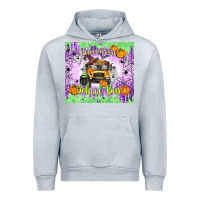 Heather Grey Halloween School Bus Urban Hoodie - texasbilliewilder