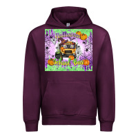 Mauve Wine Halloween School Bus Urban Hoodie - texasbilliewilder