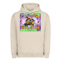 Pigment French Oak Halloween School Bus Urban Hoodie - texasbilliewilder