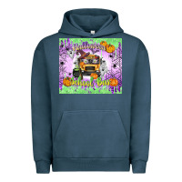 Pigment Midnight Navy Halloween School Bus Urban Hoodie - texasbilliewilder
