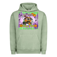 Pigment Oil Green Halloween School Bus Urban Hoodie - texasbilliewilder