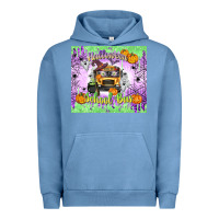 Pigment Pebble Blue Halloween School Bus Urban Hoodie - texasbilliewilder