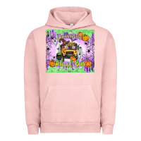 Pigment Salmon Halloween School Bus Urban Hoodie - texasbilliewilder