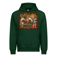 Forest Green christmas farm animals Urban Hoodie - RanaPortraitStore
