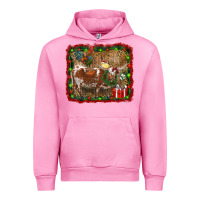 Fuchsia Pink christmas farm animals Urban Hoodie - RanaPortraitStore