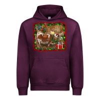 Mauve Wine christmas farm animals Urban Hoodie - RanaPortraitStore