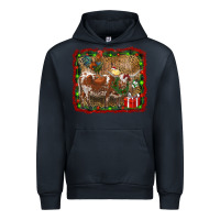 Navy christmas farm animals Urban Hoodie - RanaPortraitStore
