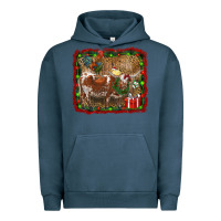 Pigment Midnight Navy christmas farm animals Urban Hoodie - RanaPortraitStore