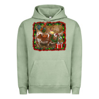 Pigment Oil Green christmas farm animals Urban Hoodie - RanaPortraitStore
