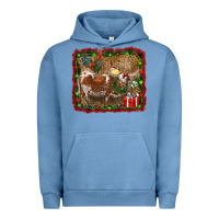 Pigment Pebble Blue christmas farm animals Urban Hoodie - RanaPortraitStore