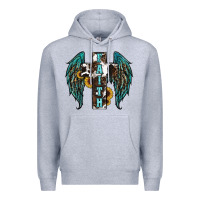 Heather Grey western wings cross Premium Hoodie - RanaPortraitStore