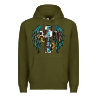 Army Green western wings cross Premium Hoodie - RanaPortraitStore