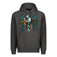 Charcoal Heather western wings cross Premium Hoodie - RanaPortraitStore