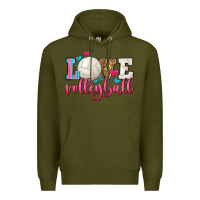 Army Green love volleyball Premium Hoodie - Zillion Design Studio