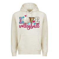 Oatmeal Heather love volleyball Premium Hoodie - Zillion Design Studio