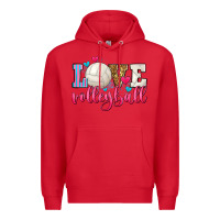 Red love volleyball Premium Hoodie - Zillion Design Studio