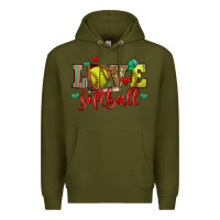 Army Green love softball Premium Hoodie - Zillion Design Studio