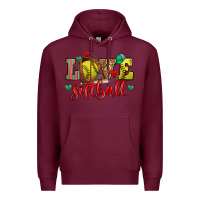 Burgundy love softball Premium Hoodie - Zillion Design Studio
