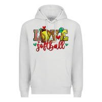 Dove Grey love softball Premium Hoodie - Zillion Design Studio