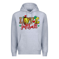 Heather Grey love softball Premium Hoodie - Zillion Design Studio