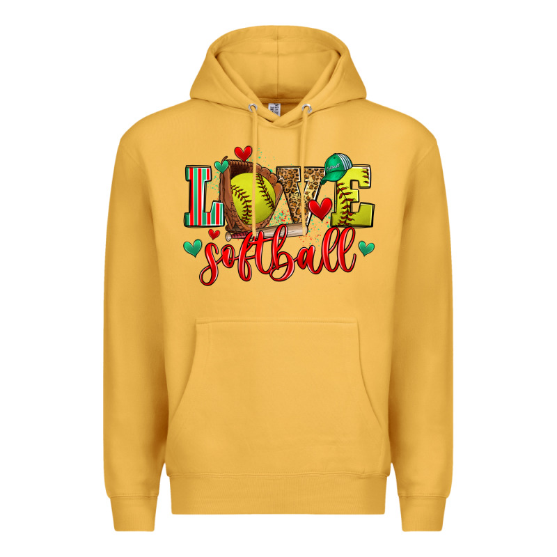 Love Softball Premium Hoodie by Zillion Design Studio | Teevron