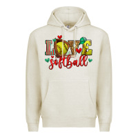 Oatmeal Heather love softball Premium Hoodie - Zillion Design Studio