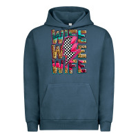 Pigment Midnight Navy race wife wife wife lightningbolt Urban Hoodie - Zillion Design Studio