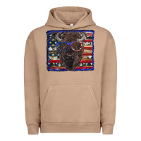Pigment Burro bison with american flag and glasses Urban Hoodie - RanaPortraitStore