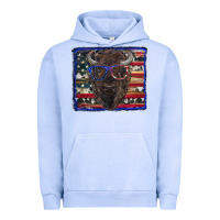 Pigment Grape Ice bison with american flag and glasses Urban Hoodie - RanaPortraitStore