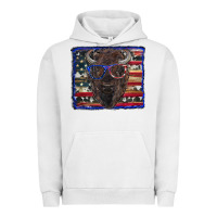 Pigment Lunar Rock bison with american flag and glasses Urban Hoodie - RanaPortraitStore